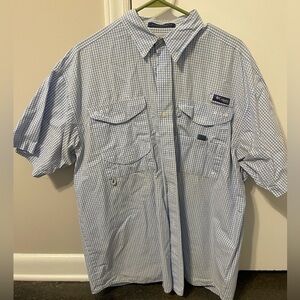 Columbia Super Bonehead Men’s XL Short Sleeve Fishing Shirt - Blue Gingham